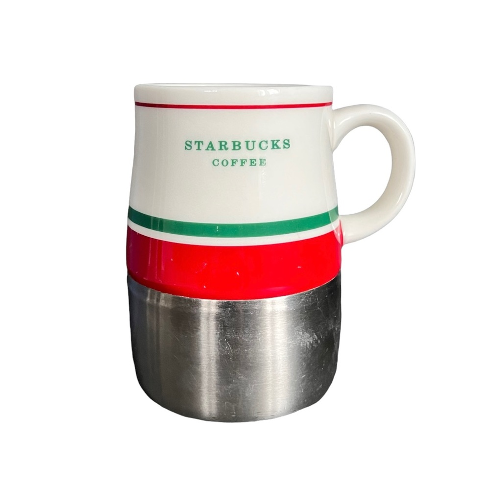 Starbucks Coffee 2006 Ceramic Top Stainless Steel Bottom Travel Cup Mug 14 fl oz